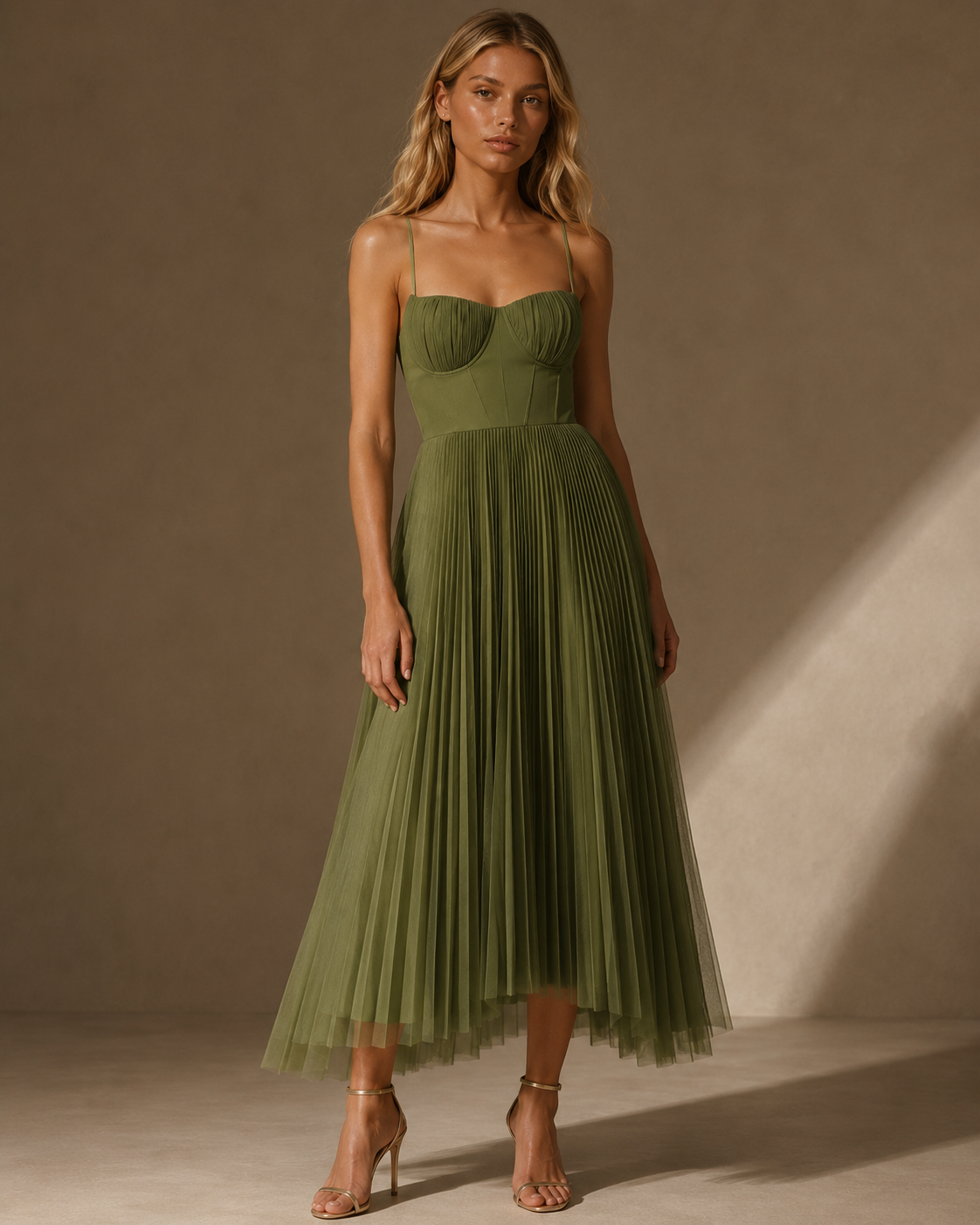 Mia™ | Pleated corset midi dress