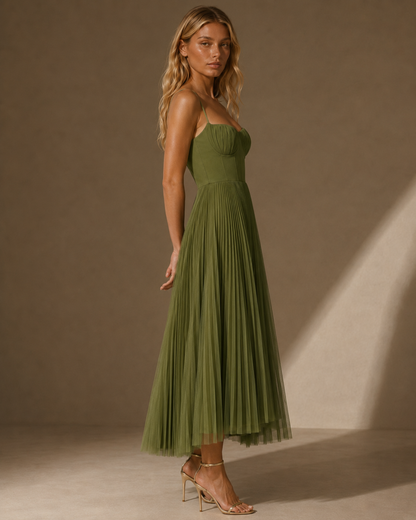 Mia™ | Pleated corset midi dress