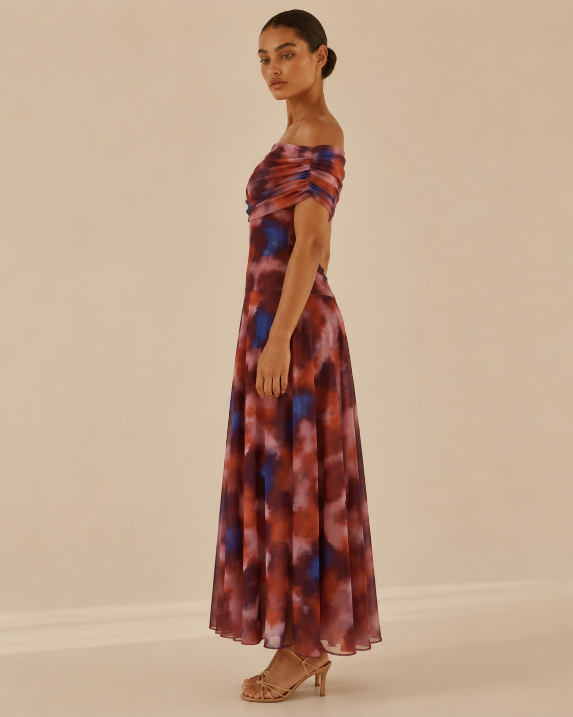 Sabrina™ | Off-shoulder printed maxi dress