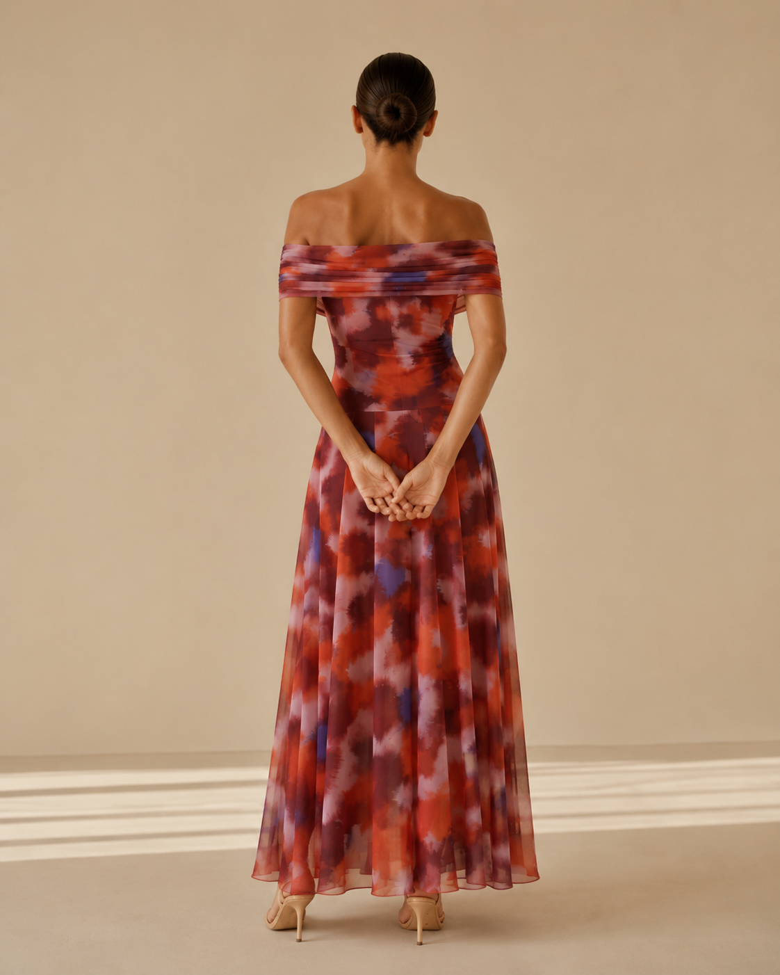 Sabrina™ | Off-shoulder printed maxi dress