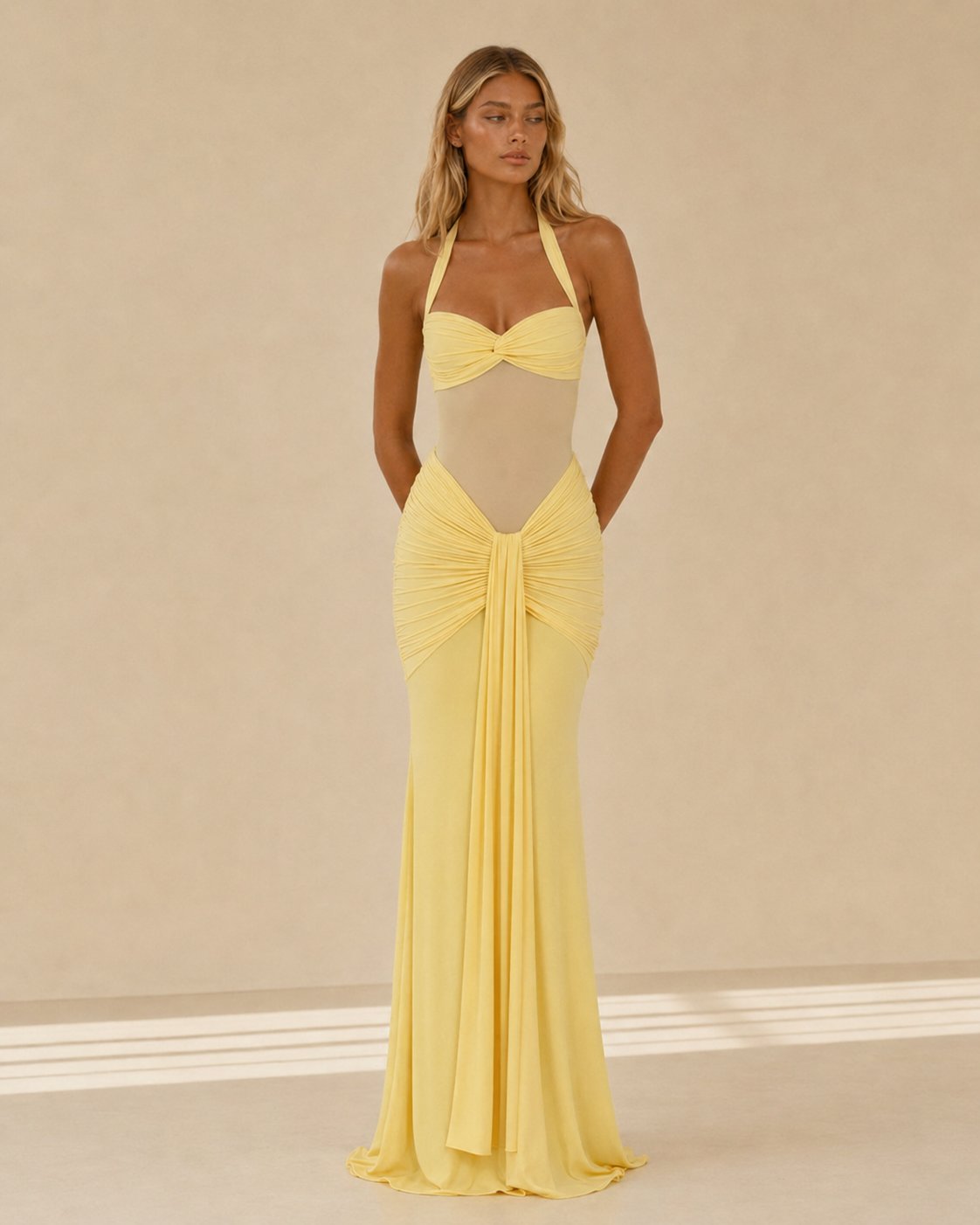 Scarlett™ | Mesh panel maxi dress