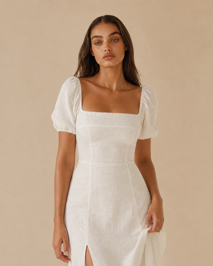 Olivia™ | Puff-sleeve midi dress