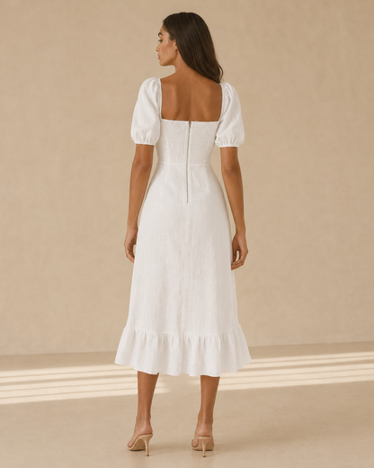 Olivia™ | Puff-sleeve midi dress