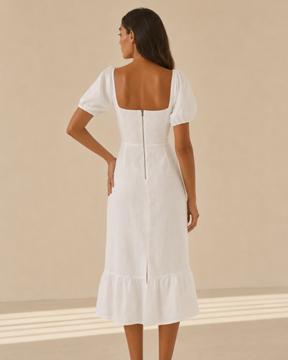 Olivia™ | Puff-sleeve midi dress
