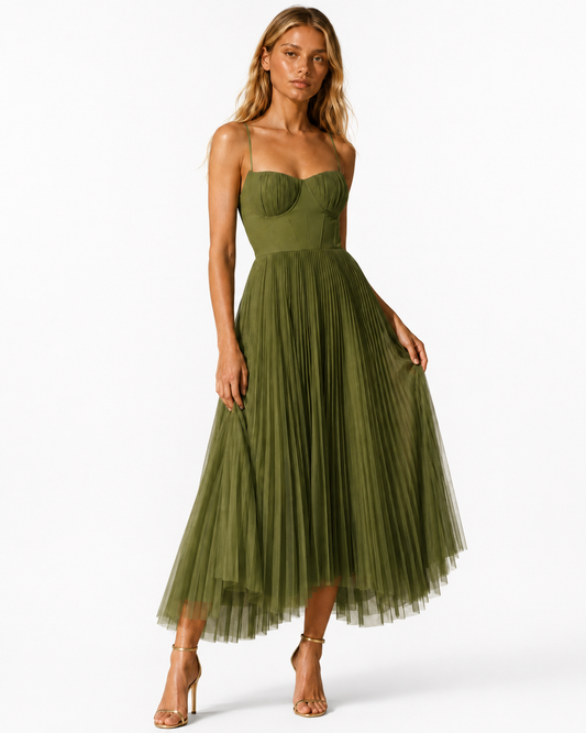 Mia™ | Pleated corset midi dress