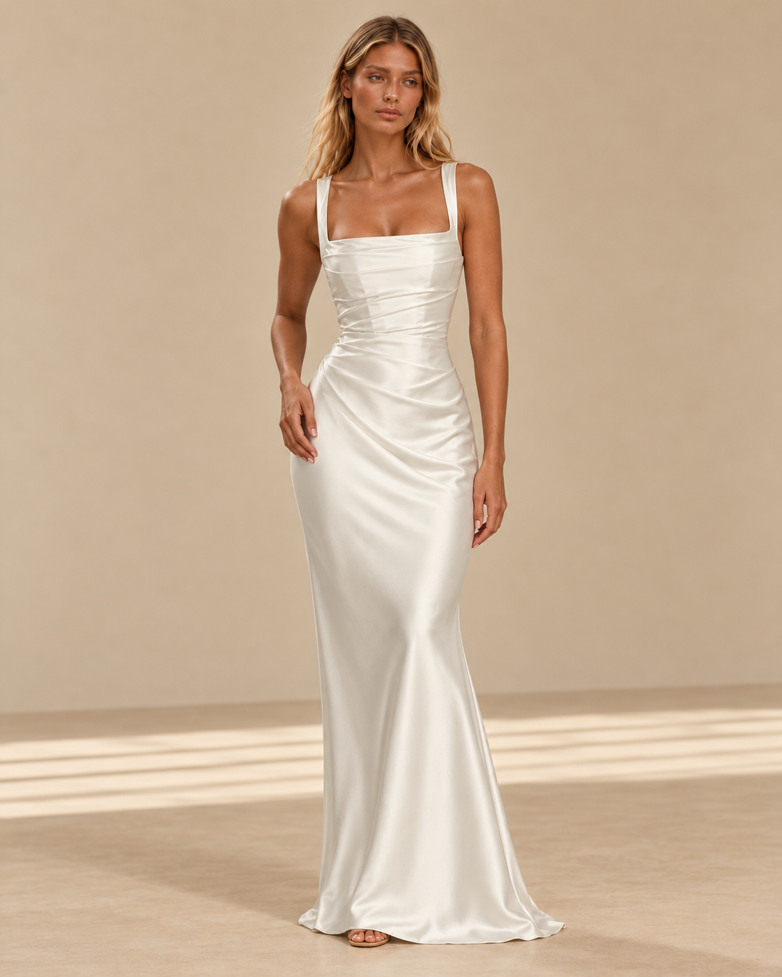 Harper™ | Draped satin maxi dress