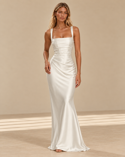 Harper™ | Draped satin maxi dress