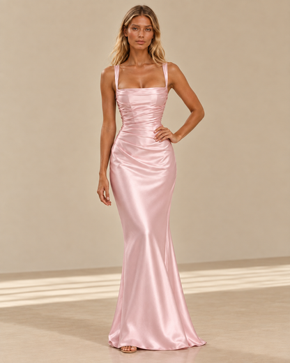 Harper™ | Draped satin maxi dress