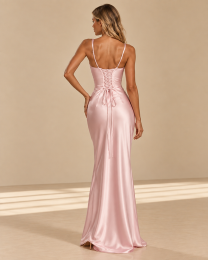 Harper™ | Draped satin maxi dress