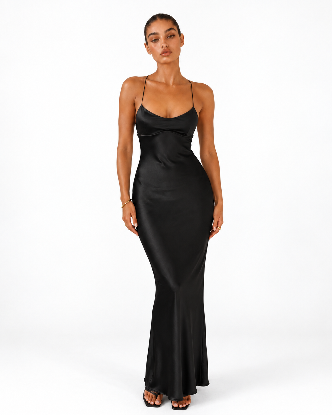 Amelie™ | Backless satin maxi dress