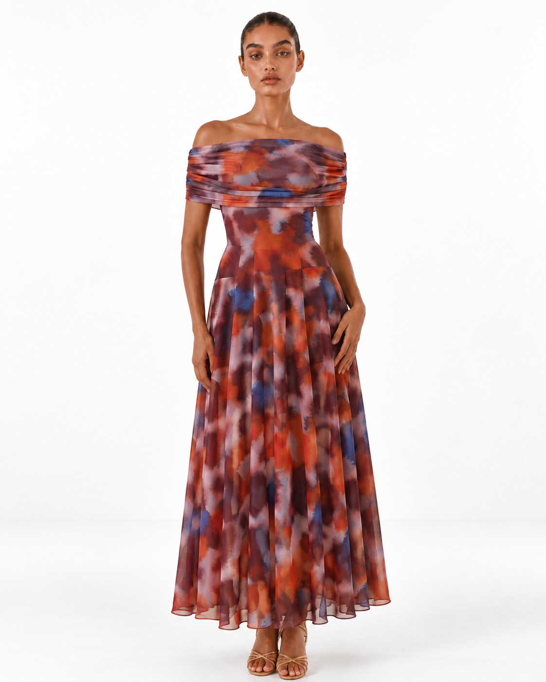 Sabrina™ | Off-shoulder printed maxi dress