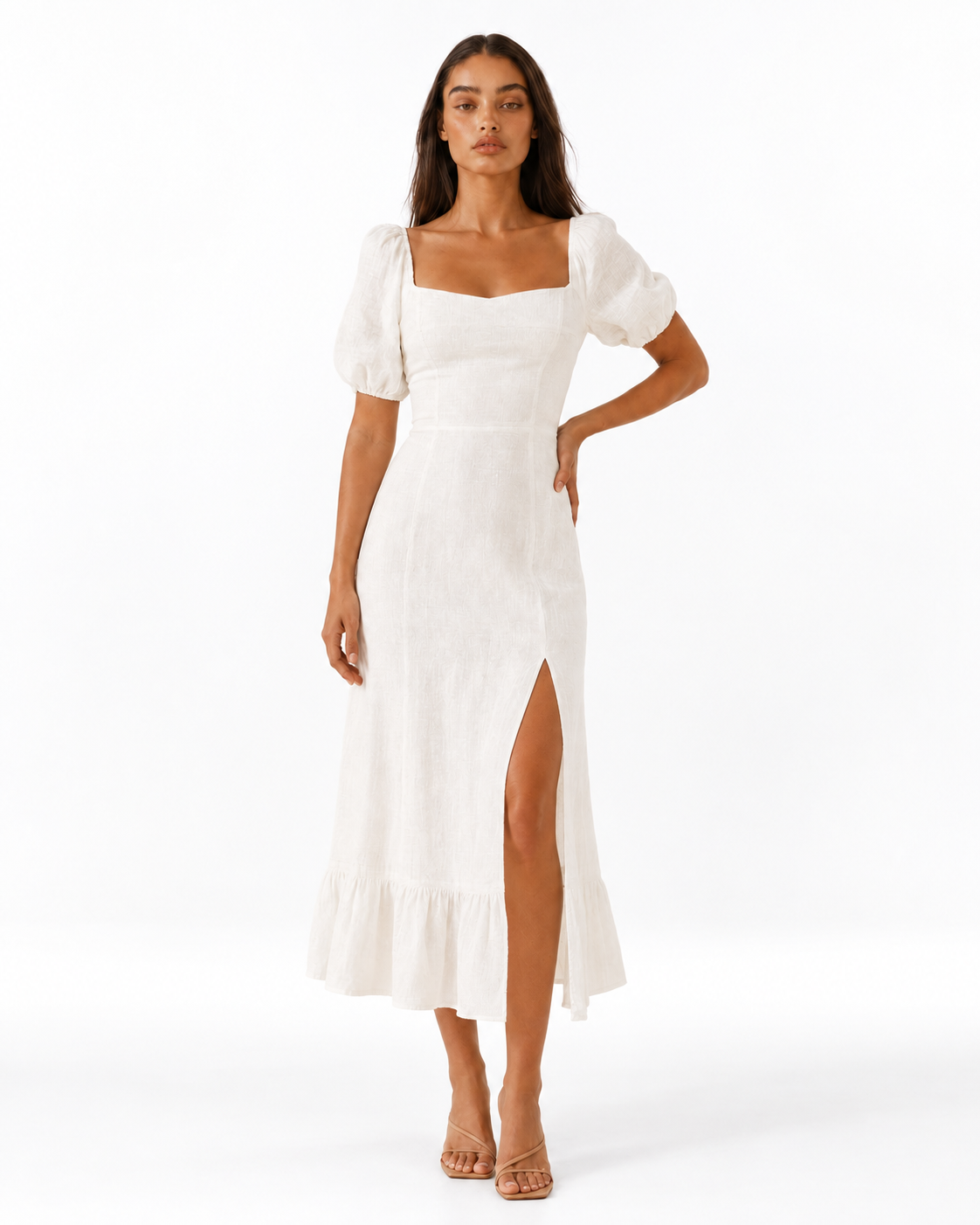 Olivia™ | Puff-sleeve midi dress