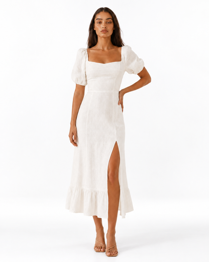 Olivia™ | Puff-sleeve midi dress