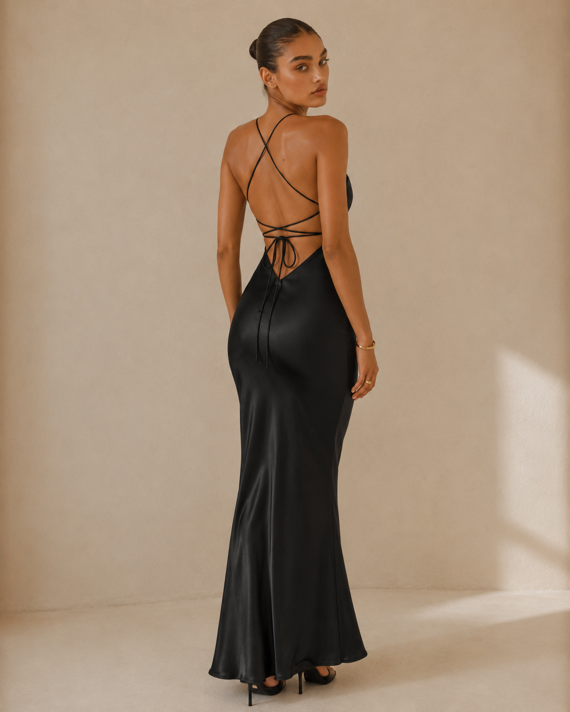 Amelie™ | Backless satin maxi dress