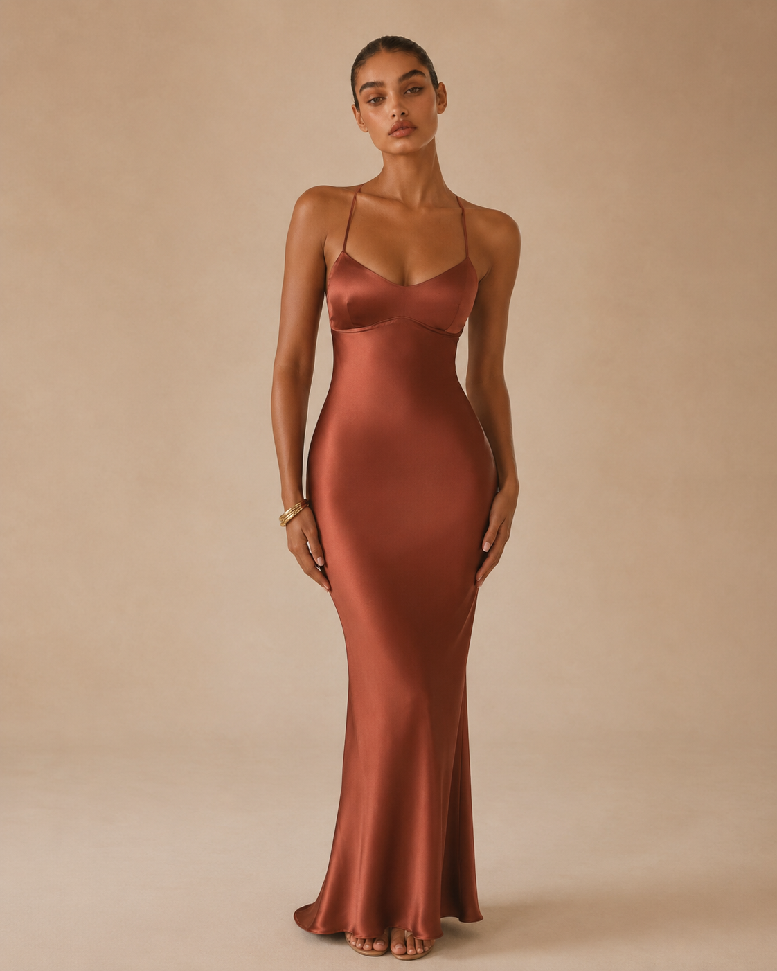 Amelie™ | Backless satin maxi dress