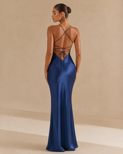 Amelie™ | Backless satin maxi dress