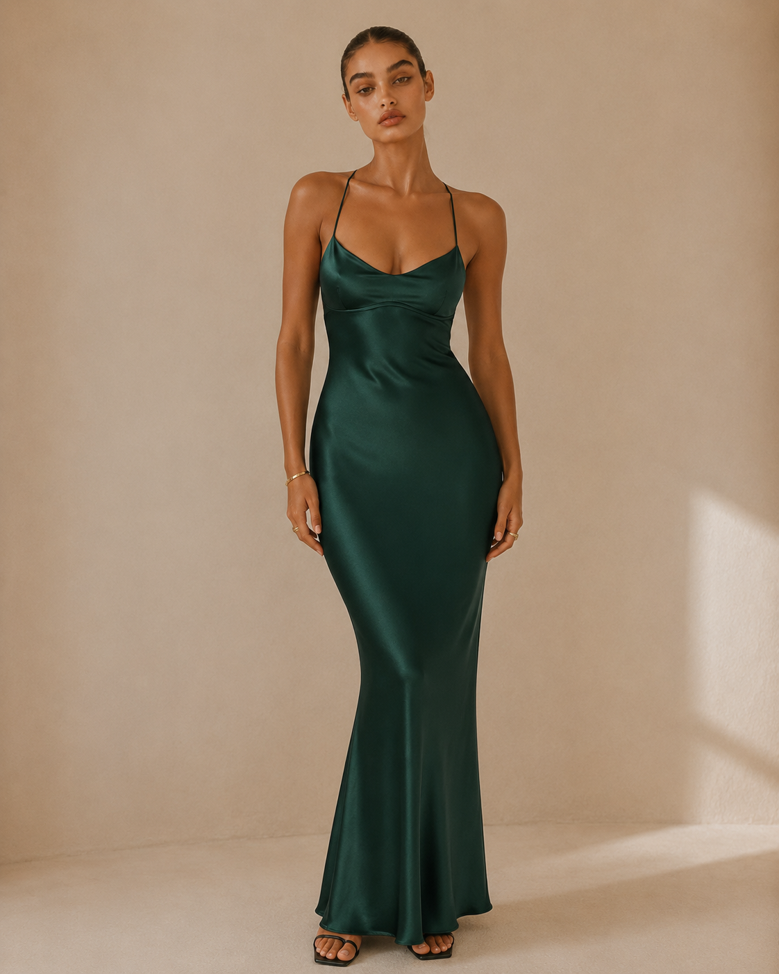 Amelie™ | Backless satin maxi dress