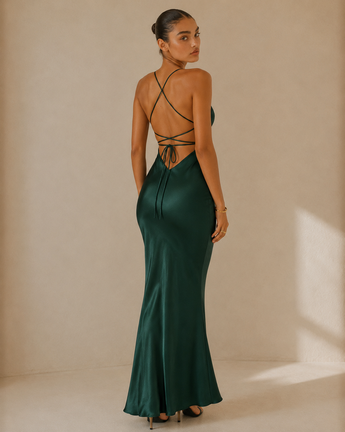 Amelie™ | Backless satin maxi dress