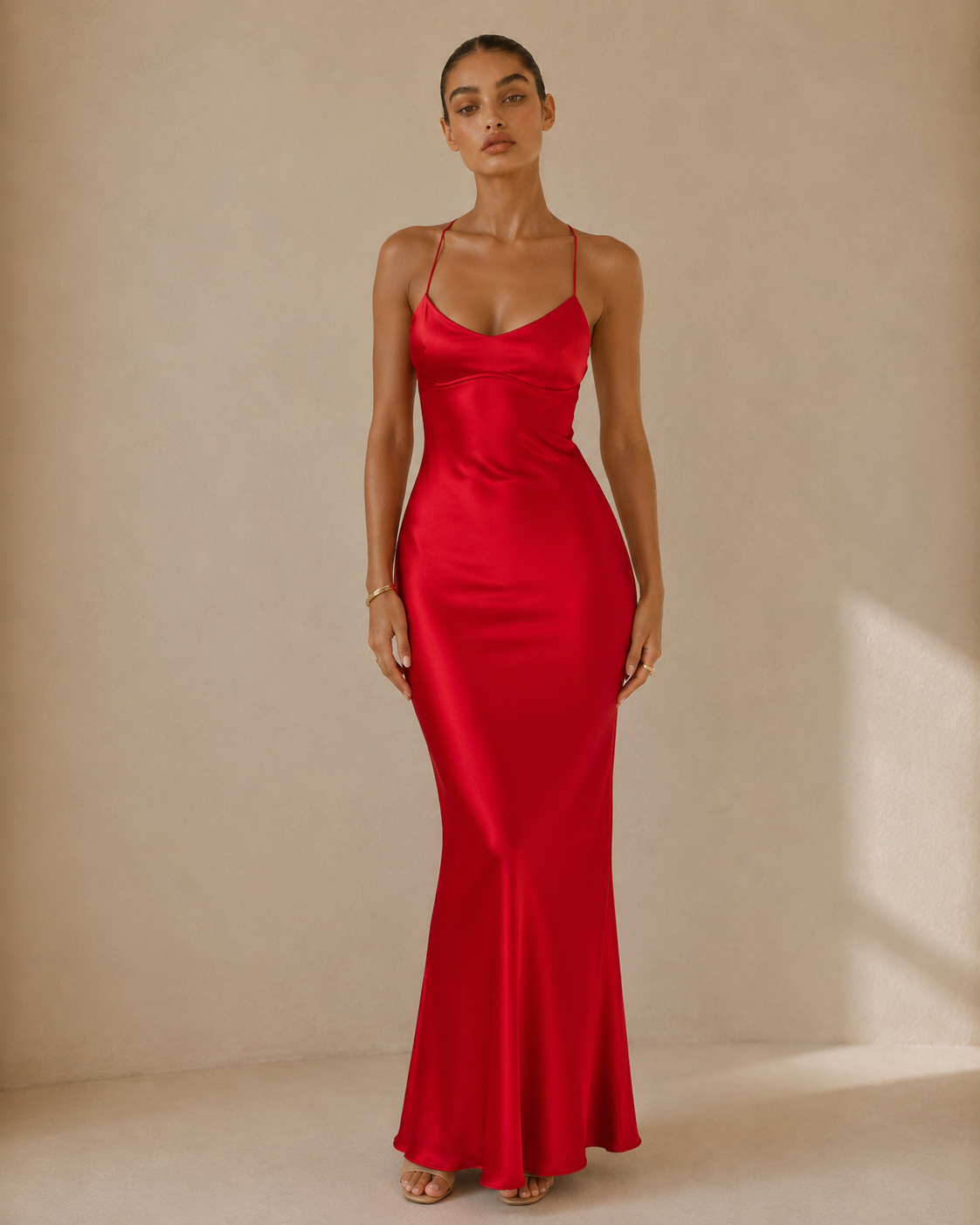 Amelie™ | Backless satin maxi dress